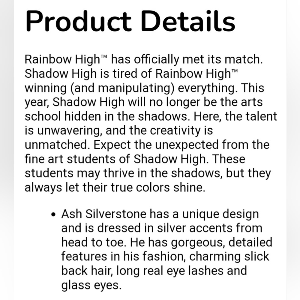 Shadow High Doll (Rainbow High) - Picture 5 of 6